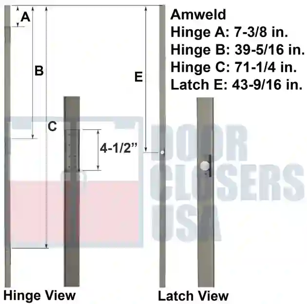 Amweld 7 Foot Hinge Lock Location