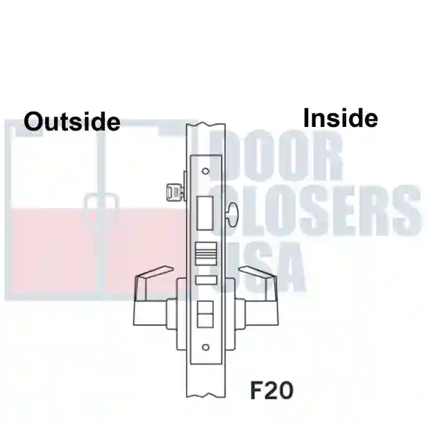Entry w/ Deadbolt<br> Entry w/ Deadbolt (F20) - apartment corridor door lock. Deadbolt operated by key outside; thumbturn inside.