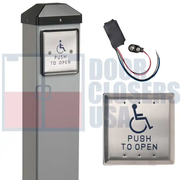 Include (1) Outside Post With Built In Wireless Handicap Button & (1) Wireless Handicap Button